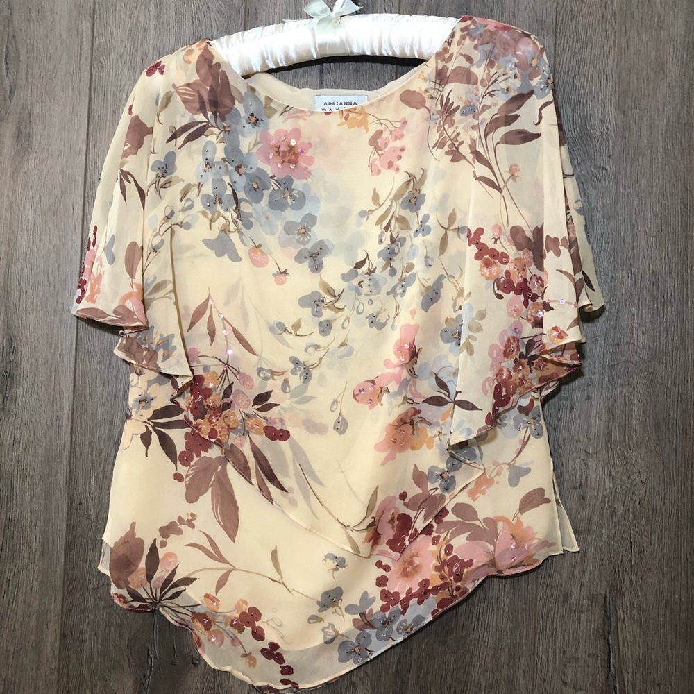 🔥Adrianna Papell Asymmetrical Beaded Floral